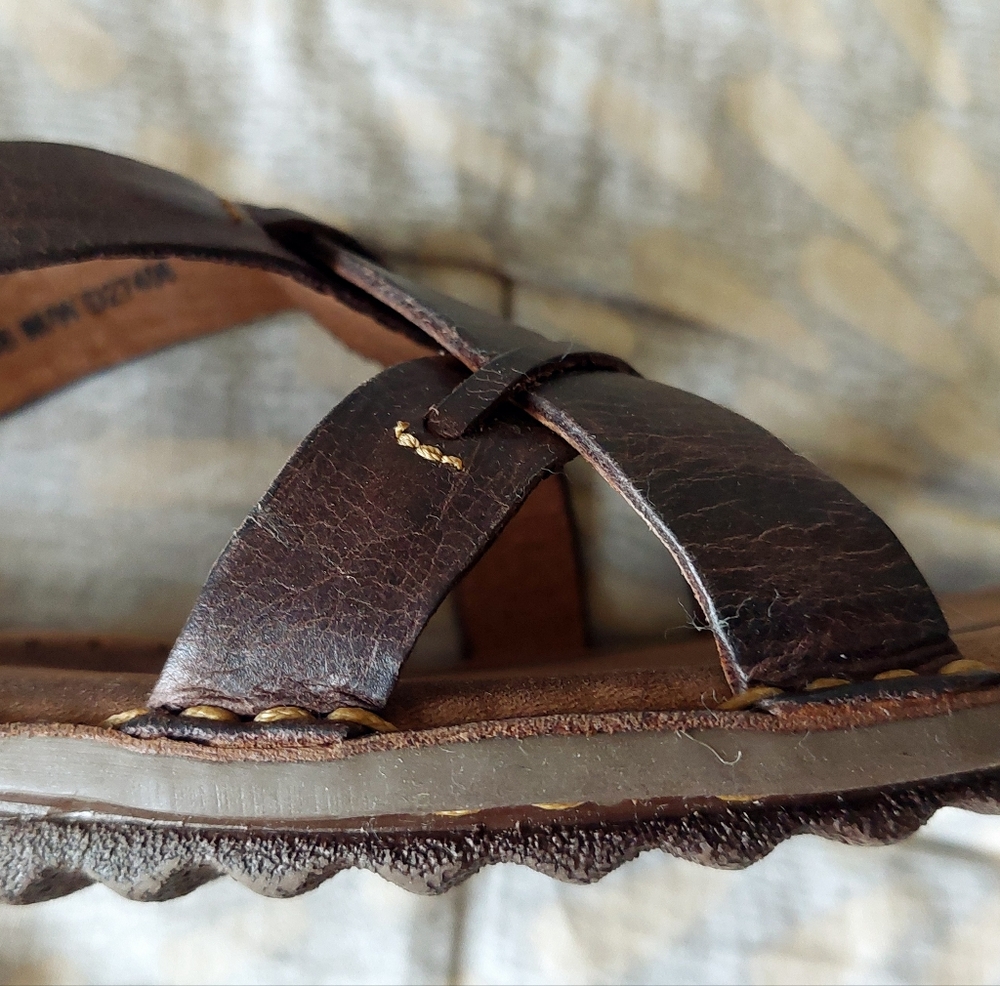 New Born Dark Brown Leather Strappy Sandals Size 7 - Picture 8 of 13